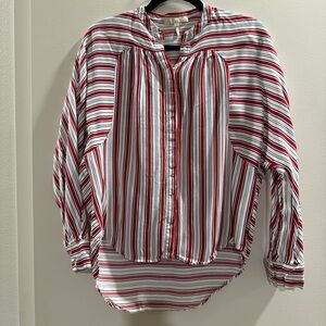 MAJE Red and White Striped Shirt